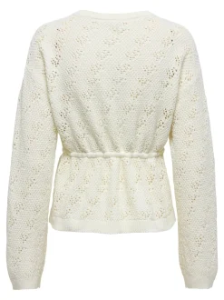 Only naisten neuletakki ONLELKE LIFE LS CARDIGAN CC KNT, luonnonvalkoinen