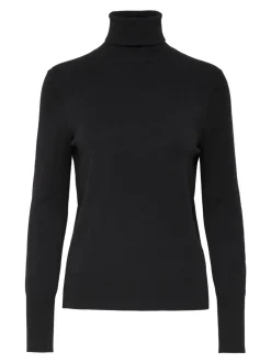 Only Naisten Pooloneule ONLVENICE LS ROLL PULLOVER Musta