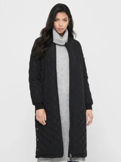 Only Naisten Tikkitakki ONLJESSICA X-LONG QUILTED COAT NOOS Musta