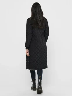 Only Naisten Tikkitakki ONLJESSICA X-LONG QUILTED COAT NOOS Musta