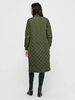 Only Naisten Tikkitakki ONLJESSICA X-LONG QUILTED COAT NOOS Armeijanvihreä