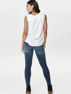 Only Naisten Toppi, ONLKIMMI S/L TOP WVN NOOS Valkoinen