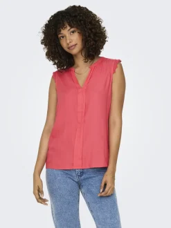 Only Naisten Toppi, ONLKIMMI S/L TOP WVN NOOS Koralli