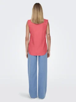 Only Naisten Toppi, ONLKIMMI S/L TOP WVN NOOS Koralli