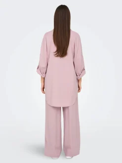 Only naisten tunika, ONLCARO 3/4 LINEN BL TUNIC CC PNT Vaaleanpunainen