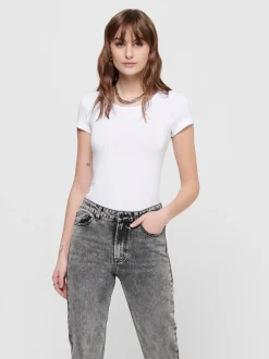 Only t-paita, ONLLIVE LOVE SS O-NECK TOP Valkoinen