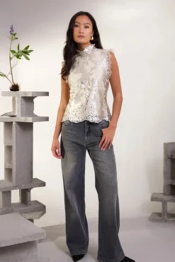 Philosophy Blues Original naisten farkut LIA JEANS, meleerattu grafiitti