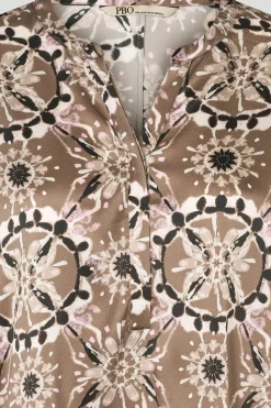 Philosophy Blues Original naisten pusero, SILKY BALI BLOUSE Ruskea Kuosillinen