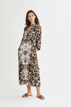 Philosophy Blues Original naisten mekko, SIMBIA DRESS Ruskea Kuosi