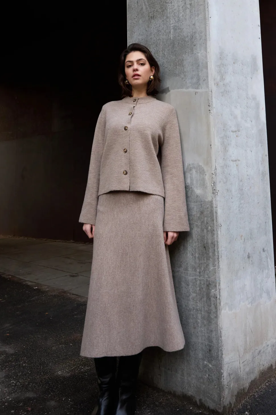 Philosophy Blues Original naisten hame, MANTRA KNIT SKIRT Vaalea Beige