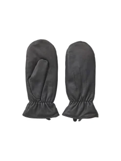 Pieces Naisten Nahkarukkaset, Nellie Leather Mittens Musta 99 000