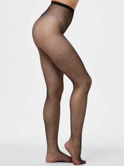 Pieces naisten sukkahousut, PCCLAIRE FISHNET GLITTER TIGHTS Black