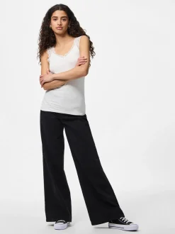 Pieces naisten toppi PCBARBERA LACE TOP JRS NOOS, valkoinen