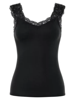 Pieces naisten toppi PCBARBERA LACE TOP JRS NOOS, musta