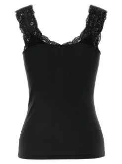 Pieces naisten toppi PCBARBERA LACE TOP JRS NOOS, musta