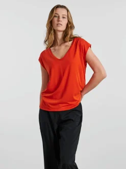 Pieces, Naisten T-paita, Pckamala Tee Noos Bc Oranssi