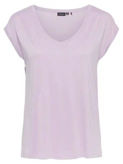 Pieces, Naisten T-paita, Pckamala Tee Noos Bc Vaalea Lila