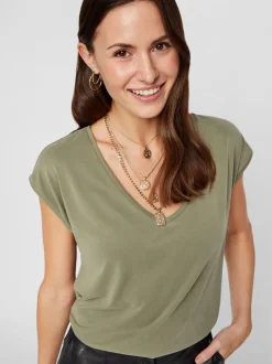 Pieces, Naisten T-paita, Pckamala Tee Noos Bc Armeijanvihreä