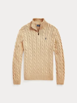 Polo Ralph Lauren Miehet Neulepusero Cotton Cable LS Half Zip Beige