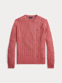 Polo Ralph Lauren miesten neulepaita Cotton Cable LS Drive Pullover, vaaleanpunainen