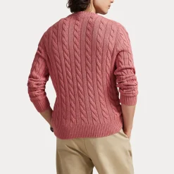 Polo Ralph Lauren miesten neulepaita Cotton Cable LS Drive Pullover, vaaleanpunainen