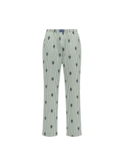 Polo Ralph Lauren miesten pyjamahousut Polo Bear Striped Cotton Pajama Pant, raidallinen vihreä