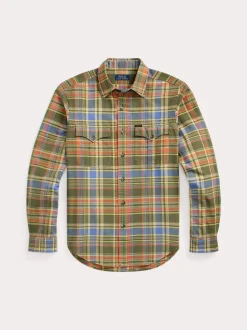 Polo Ralph Lauren miesten kauluspaita, LONG SLEEVE-SPORT SHIRT Vihreä Ruutu