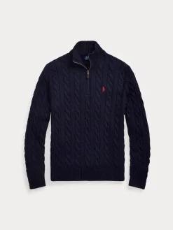Polo Ralph Lauren miesten neulepusero Cotton Cable LS Driver Half Zip Pullover, tummansininen