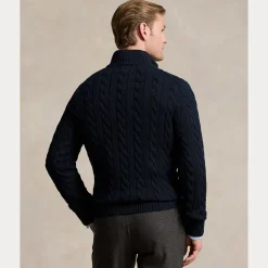 Polo Ralph Lauren miesten neulepusero Cotton Cable LS Driver Half Zip Pullover, tummansininen