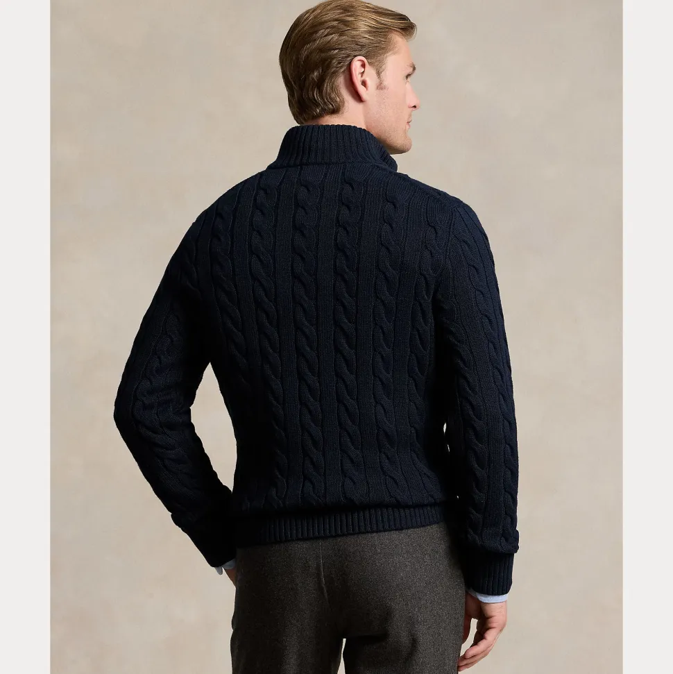 Polo Ralph Lauren miesten neulepusero Cotton Cable LS Driver Half Zip Pullover, tummansininen