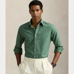 Polo Ralph Lauren miesten kauluspaita, SLIM FIT GARMEND WASHED OXFORD SHIRT Vihreä