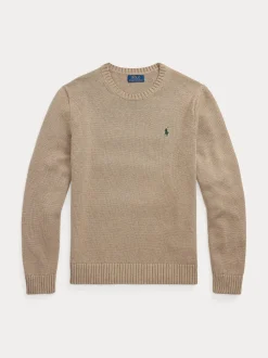 Polo Ralph Lauren miesten neulepusero EMBROIDERED LOGO KNITTED JUMPER, harmaanruskea