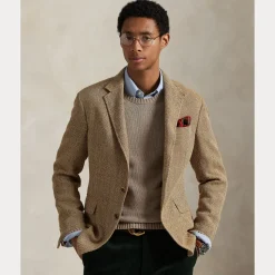 Polo Ralph Lauren miesten neulepusero EMBROIDERED LOGO KNITTED JUMPER, harmaanruskea