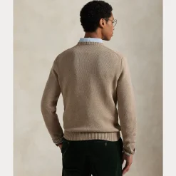 Polo Ralph Lauren miesten neulepusero EMBROIDERED LOGO KNITTED JUMPER, harmaanruskea