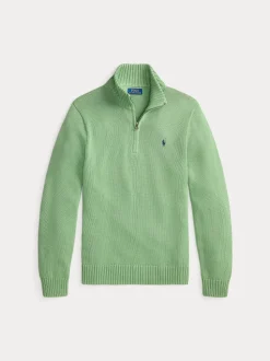 Polo Ralph Lauren miesten neulepaita Cotton Hlaf Zip Pullover, vaaleanvihreä