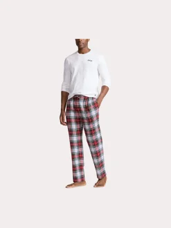 Polo Ralph Lauren Miesten Pyjamasetti, LS PJ SET LOUNGE SEASONAL Punainen Ruutu
