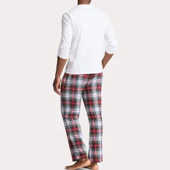 Polo Ralph Lauren Miesten Pyjamasetti, LS PJ SET LOUNGE SEASONAL Punainen Ruutu