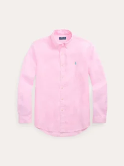Polo Ralph Lauren miesten kauluspaita, POLO LINEN SHIRT LS CUSTOM FIT Pinkki