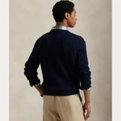 Polo Ralph Lauren Miesten Neulepusero EMBROIDERED LOGO KNITTED JUMPER, tummansininen