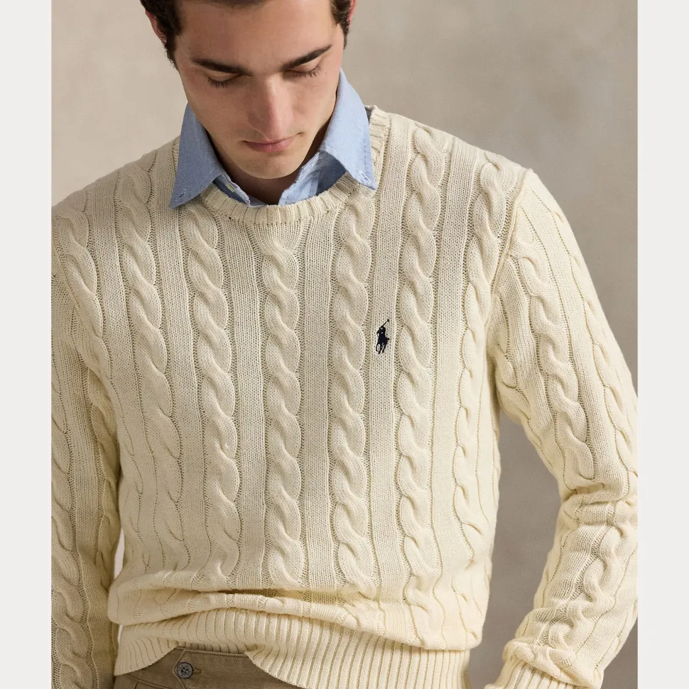 Polo Ralph Lauren miesten neule, LS DRIVE LONG SLEEVE PULLOVER Valkoinen