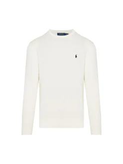 Polo Ralph Lauren Miesten Neulepusero, LONG SLEEVE-SWEATER Valkoinen