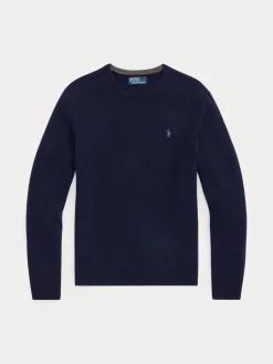 Polo Ralph Lauren miesten neulepusero, LONG SLEEVE PULLOVER CREW WOOL Tummansininen