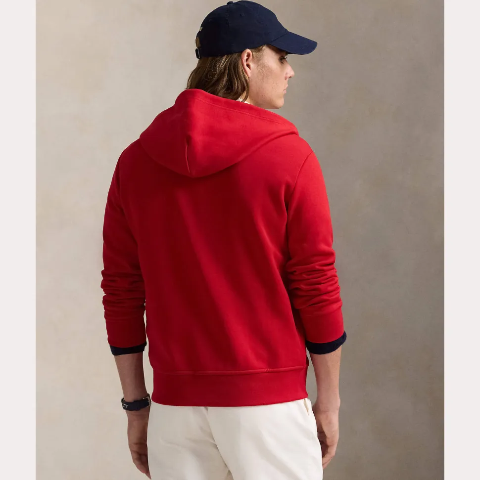 Polo Ralph Lauren miesten huppari, DOUBLE KNIT FULL ZIP HOODIE Punainen