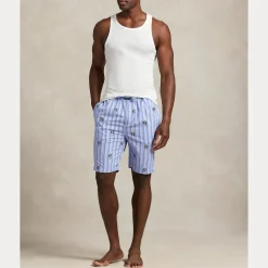 Polo Ralph Lauren miesten pyjamahousut K Sleep Short Sleep Bottom, raidallinen sininen