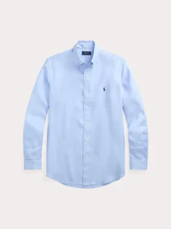 Polo Ralph Lauren miesten kauluspaita, POLO LINEN SHIRT LS CUSTOM FIT Keskisininen