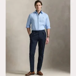 Polo Ralph Lauren miesten kauluspaita, POLO LINEN SHIRT LS CUSTOM FIT Keskisininen