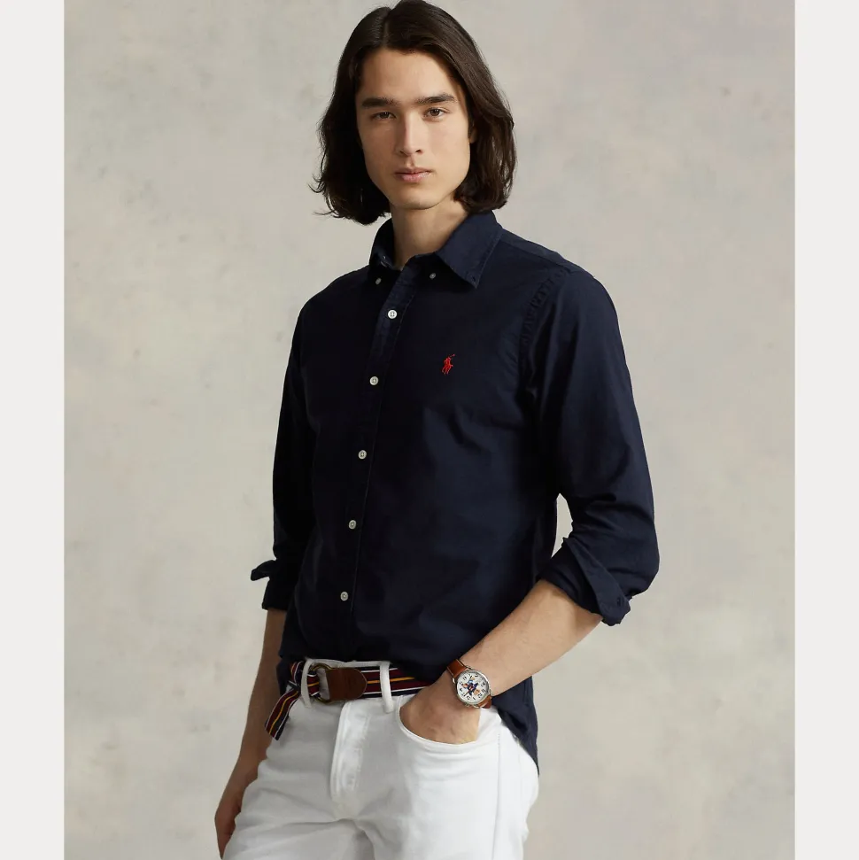 Polo Ralph Lauren miesten kauluspaita Custom Fit Carment-dyed Oxford Shirt, tummansininen