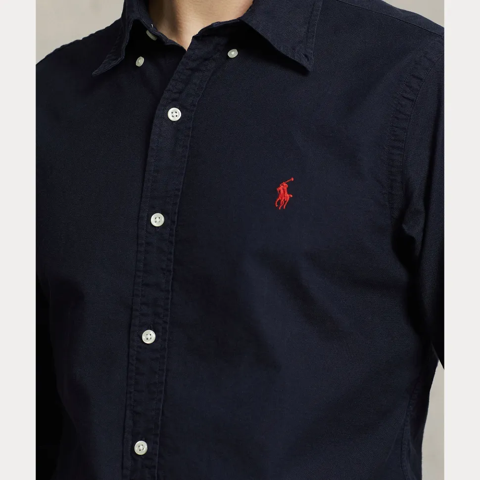 Polo Ralph Lauren miesten kauluspaita Custom Fit Carment-dyed Oxford Shirt, tummansininen
