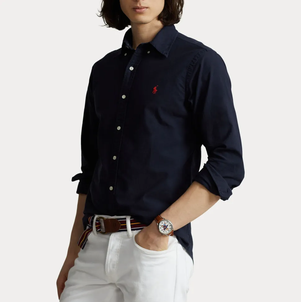 Polo Ralph Lauren miesten kauluspaita Custom Fit Carment-dyed Oxford Shirt, tummansininen