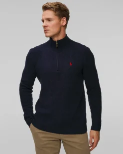 Polo Ralph Lauren Miesten Neulepusero, CABLE-KNIT WOOL-CASHMERE SWEATER Tummansininen